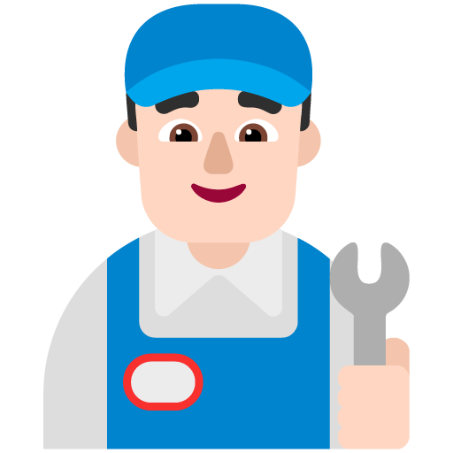 Microsoft design of the man mechanic: light skin tone emoji verson:Windows-11-22H2