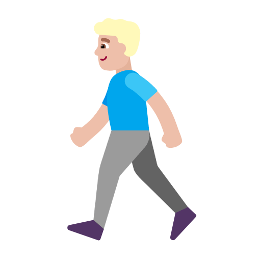 Microsoft design of the man walking: medium-light skin tone emoji verson:Windows-11-23H2