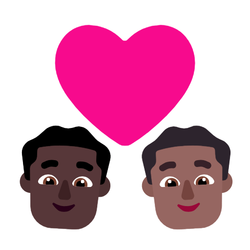 Microsoft design of the couple with heart: man man dark skin tone medium-dark skin tone emoji verson:Windows-11-23H2