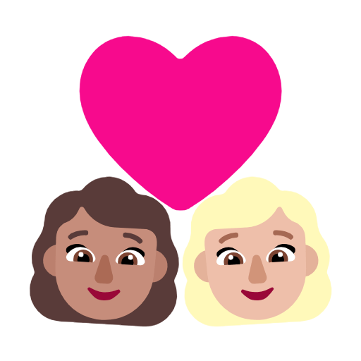 Microsoft design of the couple with heart: woman woman medium skin tone medium-light skin tone emoji verson:Windows-11-23H2