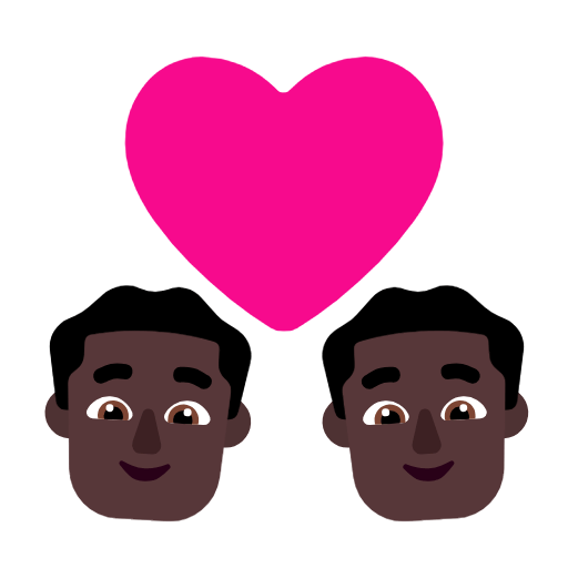 Microsoft design of the couple with heart: man man dark skin tone emoji verson:Windows-11-23H2