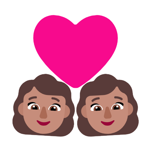 Microsoft design of the couple with heart: woman woman medium skin tone emoji verson:Windows-11-23H2