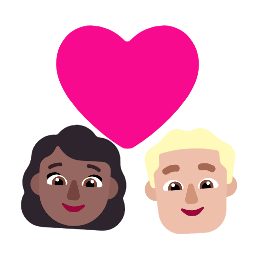 Microsoft design of the couple with heart: woman man medium-dark skin tone medium-light skin tone emoji verson:Windows-11-23H2