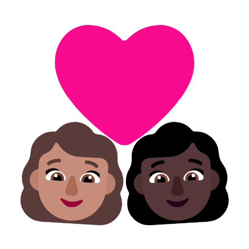 Microsoft design of the couple with heart: woman woman medium skin tone dark skin tone emoji verson:Windows-11-23H2