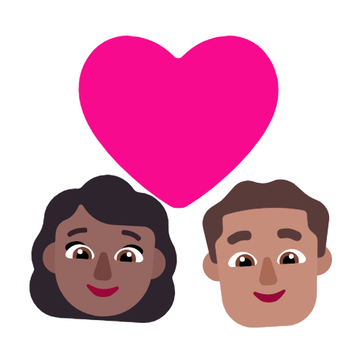 Microsoft design of the couple with heart: woman man medium-dark skin tone medium skin tone emoji verson:Windows-11-23H2