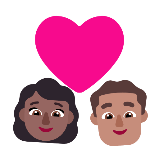Microsoft design of the couple with heart: woman man medium-dark skin tone medium skin tone emoji verson:Windows-11-23H2