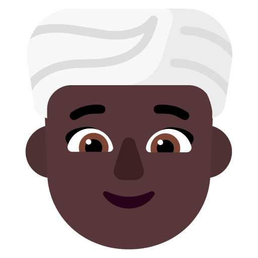 Microsoft design of the woman wearing turban: dark skin tone emoji verson:Windows-11-22H2