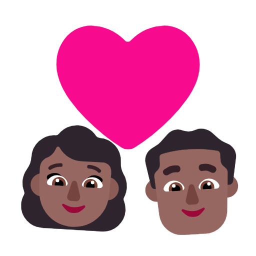 Microsoft design of the couple with heart: woman man medium-dark skin tone emoji verson:Windows-11-23H2