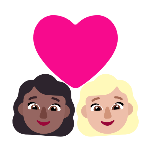 Microsoft design of the couple with heart: woman woman medium-dark skin tone medium-light skin tone emoji verson:Windows-11-23H2