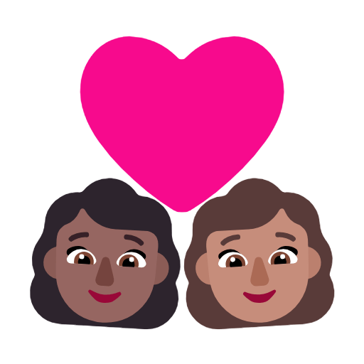 Microsoft design of the couple with heart: woman woman medium-dark skin tone medium skin tone emoji verson:Windows-11-23H2
