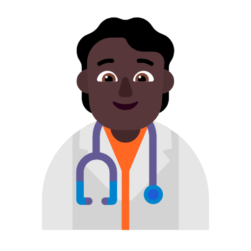 Microsoft design of the health worker: dark skin tone emoji verson:Windows-11-23H2