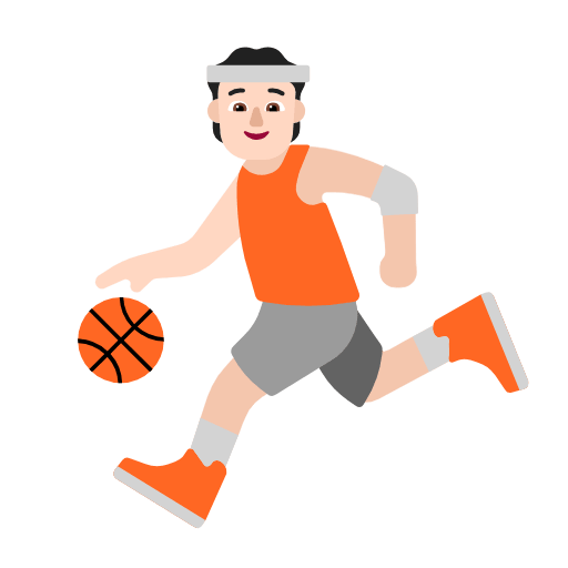Microsoft design of the person bouncing ball: light skin tone emoji verson:Windows-11-23H2