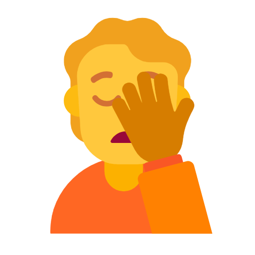 Microsoft design of the person facepalming emoji verson:Windows-11-23H2