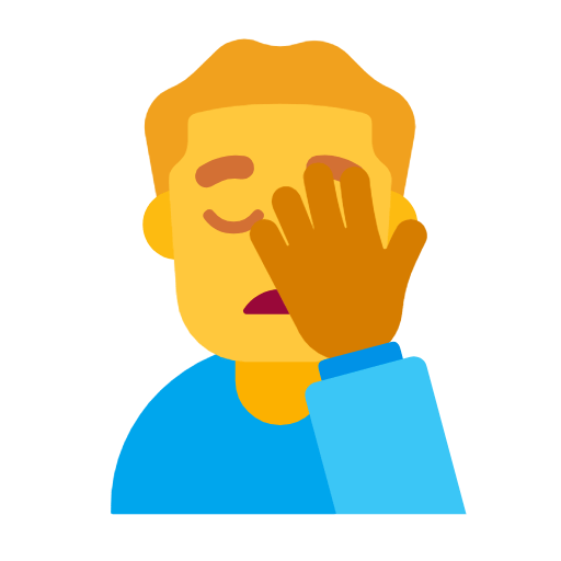 Microsoft design of the man facepalming emoji verson:Windows-11-23H2