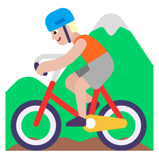 Microsoft design of the person mountain biking: medium-light skin tone emoji verson:Windows-11-22H2