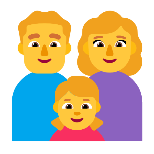 Microsoft design of the family: man woman girl emoji verson:Windows-11-23H2