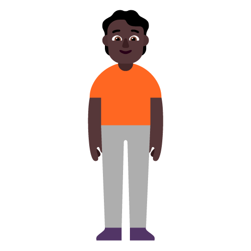 Microsoft design of the person standing: dark skin tone emoji verson:Windows-11-22H2