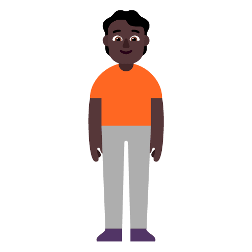Microsoft design of the person standing: dark skin tone emoji verson:Windows-11-22H2