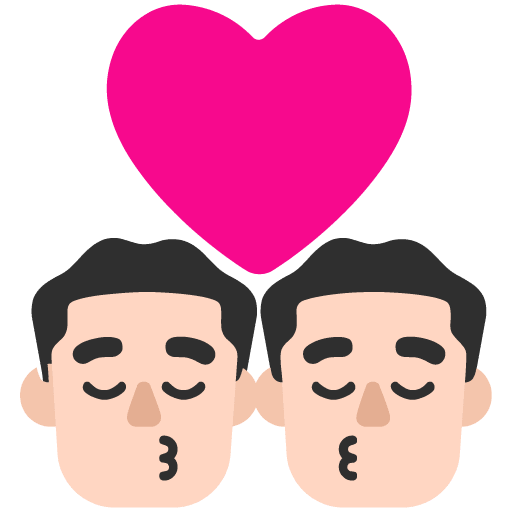 Microsoft design of the kiss: man man light skin tone emoji verson:Windows-11-22H2