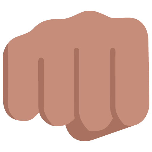 Microsoft design of the oncoming fist: medium skin tone emoji verson:Windows-11-22H2