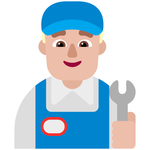Microsoft design of the man mechanic: medium-light skin tone emoji verson:Windows-11-22H2