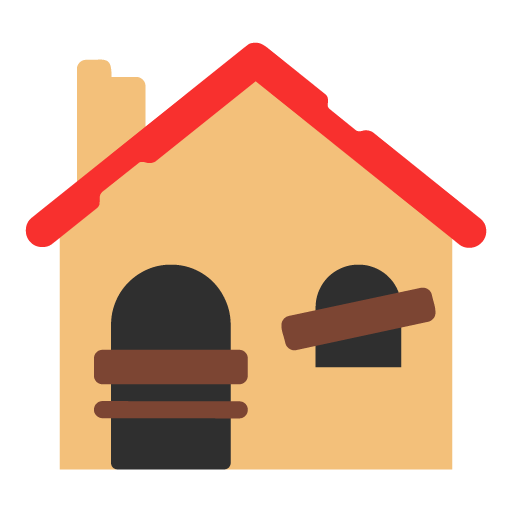 Microsoft design of the derelict house emoji verson:Windows-11-22H2