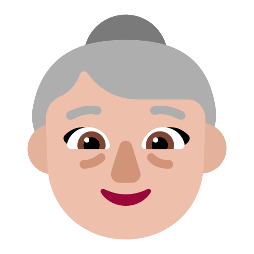 Microsoft design of the old woman: medium-light skin tone emoji verson:Windows-11-22H2