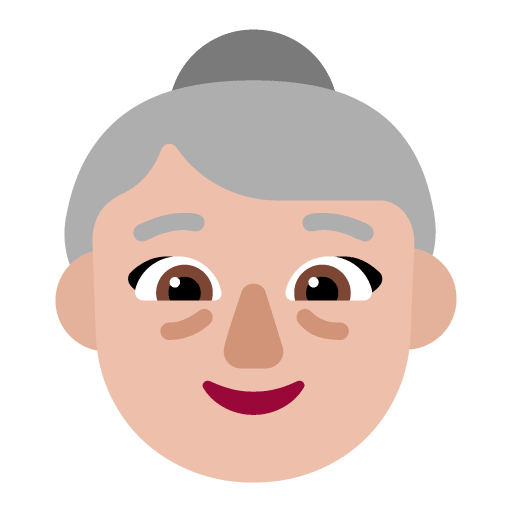 Microsoft design of the old woman: medium-light skin tone emoji verson:Windows-11-22H2