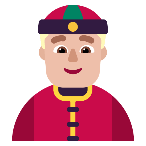 Microsoft design of the person with skullcap: medium-light skin tone emoji verson:Windows-11-22H2