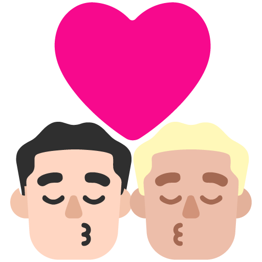 Microsoft design of the kiss: man man light skin tone medium-light skin tone emoji verson:Windows-11-22H2