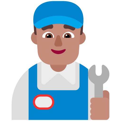 Microsoft design of the man mechanic: medium skin tone emoji verson:Windows-11-22H2