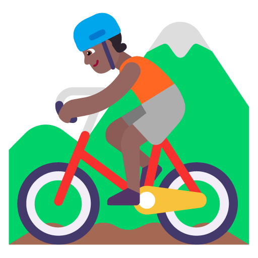 Microsoft design of the person mountain biking: medium-dark skin tone emoji verson:Windows-11-22H2