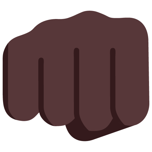 Microsoft design of the oncoming fist: dark skin tone emoji verson:Windows-11-22H2
