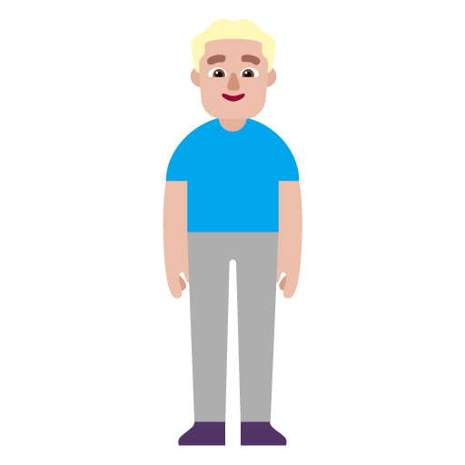 Microsoft design of the man standing: medium-light skin tone emoji verson:Windows-11-22H2
