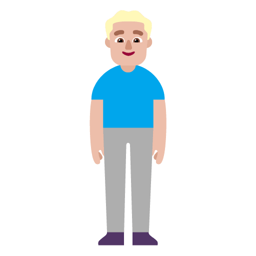 Microsoft design of the man standing: medium-light skin tone emoji verson:Windows-11-22H2