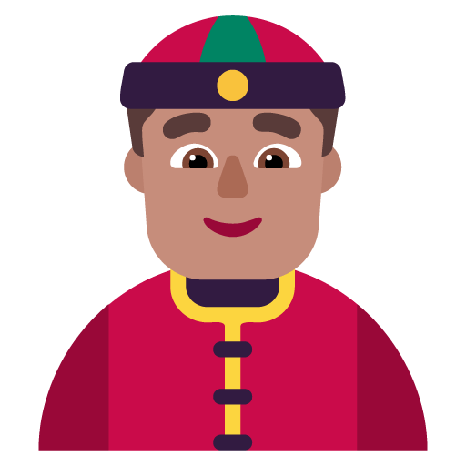Microsoft design of the person with skullcap: medium skin tone emoji verson:Windows-11-22H2