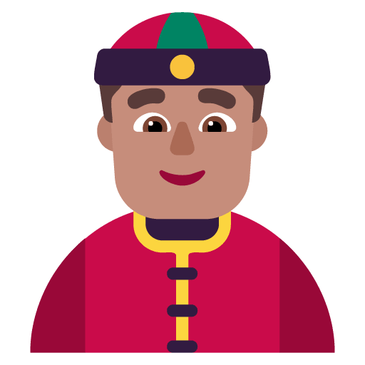 Microsoft design of the person with skullcap: medium skin tone emoji verson:Windows-11-22H2