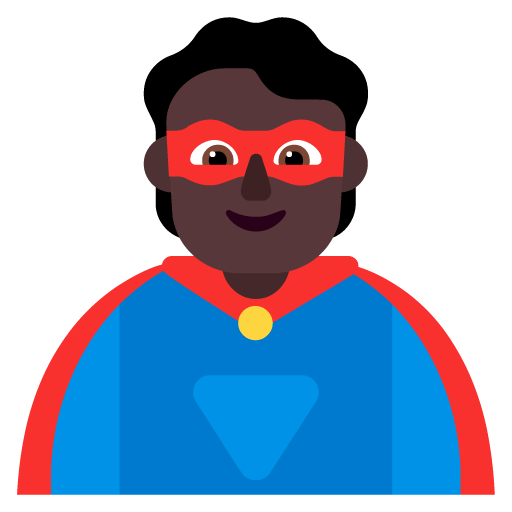 Microsoft design of the superhero: dark skin tone emoji verson:Windows-11-22H2