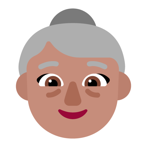 Microsoft design of the old woman: medium skin tone emoji verson:Windows-11-22H2
