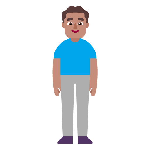Microsoft design of the man standing: medium skin tone emoji verson:Windows-11-22H2