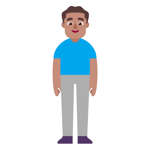 Microsoft design of the man standing: medium skin tone emoji verson:Windows-11-22H2