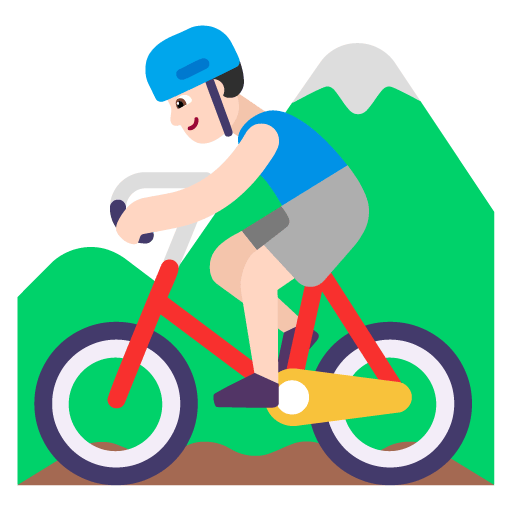 Microsoft design of the man mountain biking: light skin tone emoji verson:Windows-11-22H2