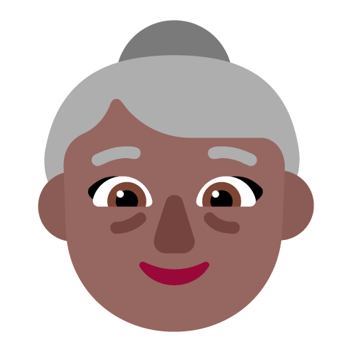 Microsoft design of the old woman: medium-dark skin tone emoji verson:Windows-11-22H2