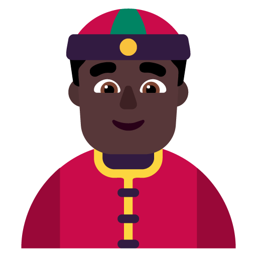Microsoft design of the person with skullcap: dark skin tone emoji verson:Windows-11-22H2