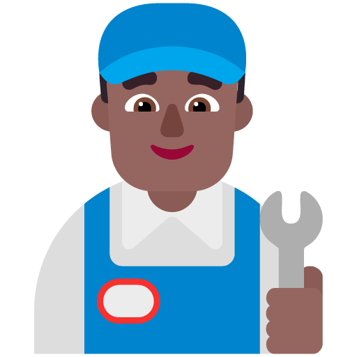 Microsoft design of the man mechanic: medium-dark skin tone emoji verson:Windows-11-22H2