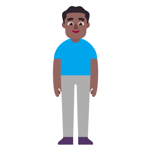 Microsoft design of the man standing: medium-dark skin tone emoji verson:Windows-11-22H2