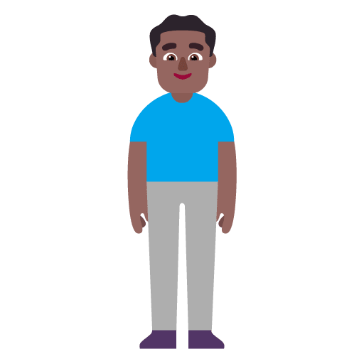 Microsoft design of the man standing: medium-dark skin tone emoji verson:Windows-11-22H2