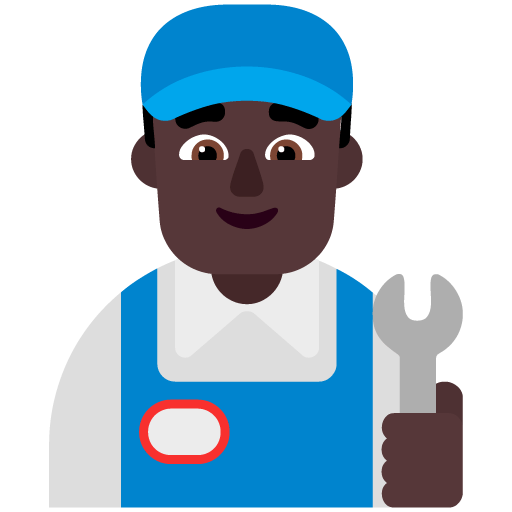 Microsoft design of the man mechanic: dark skin tone emoji verson:Windows-11-22H2