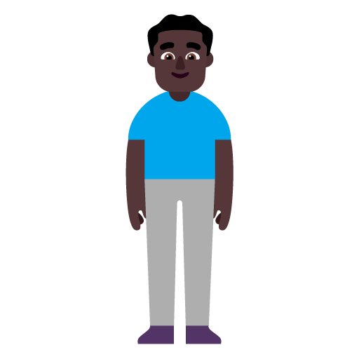 Microsoft design of the man standing: dark skin tone emoji verson:Windows-11-22H2