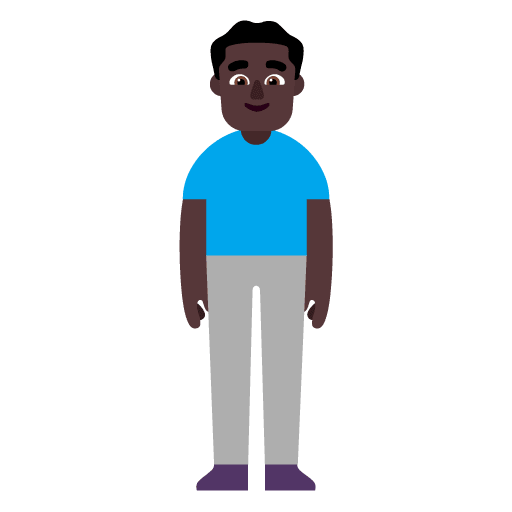 Microsoft design of the man standing: dark skin tone emoji verson:Windows-11-22H2